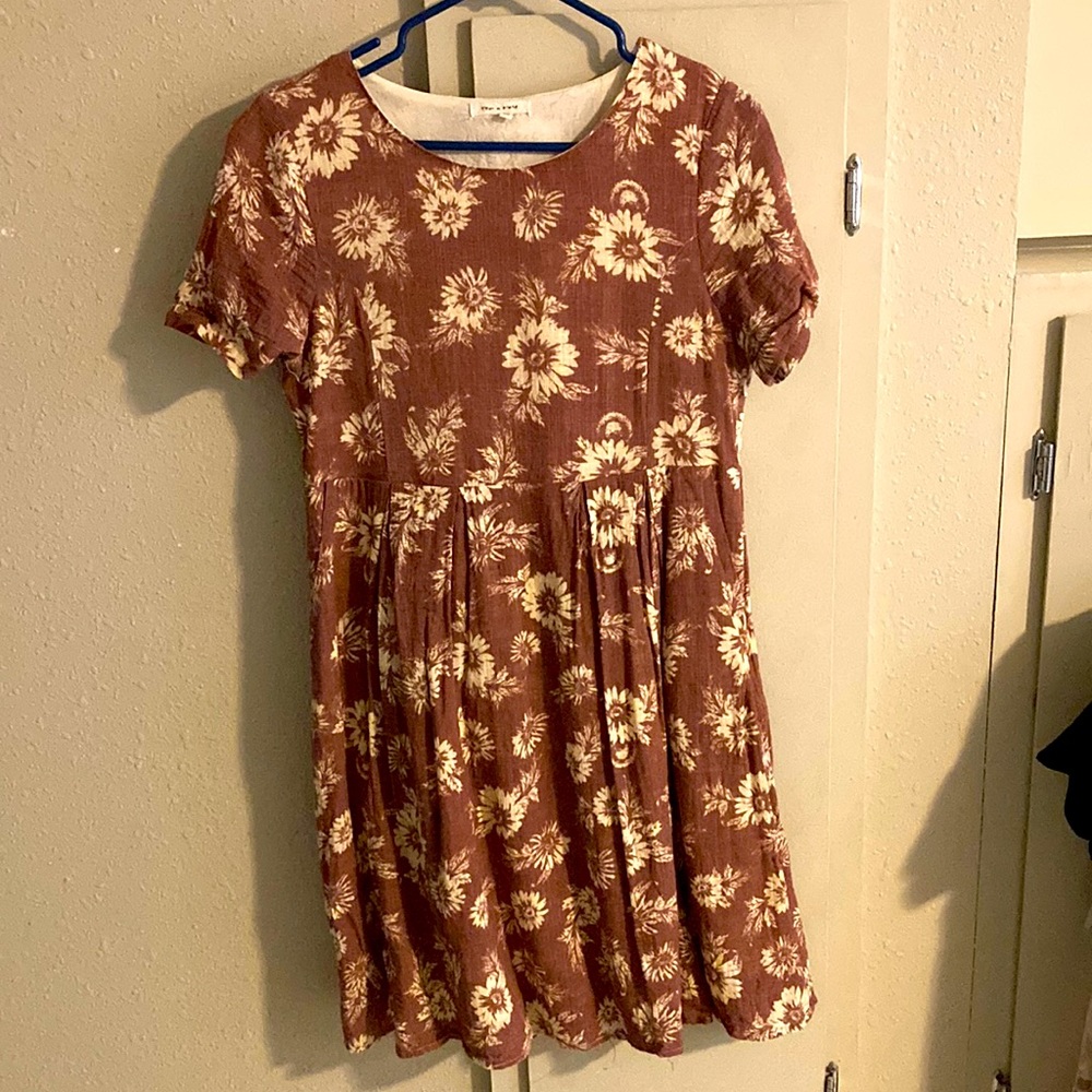 Light wash maroon floral dress